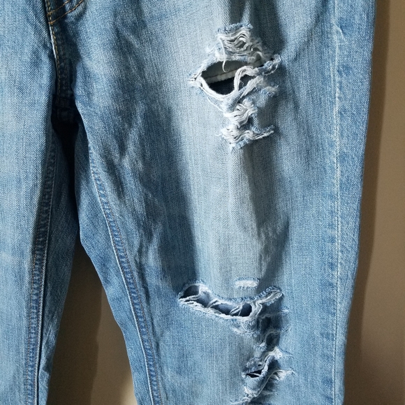 Levi's 541 Tapered Fit Ripped Distressed Destroyed Mens 32X34 Blue Jeans - Picture 7 of 9